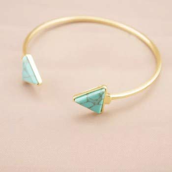 Yellow Chimes Retro Vintage Open Bangle Triangle Blue Turquoise Stone Cuff Bracelet For Women and Girl's