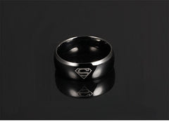 Yellow Chimes Titanium Superman Stylish Black Ring for Men and Boys, US 8 (YCFJRG-SUP2245-8-BK)