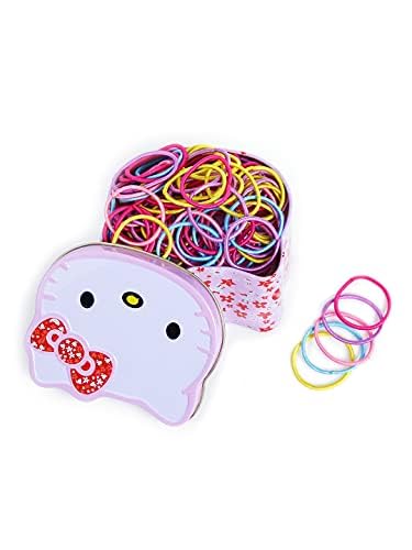 Kairangi Rubber Bands for Kids Girls Multicolor Rubberbands Small Pony Holders with Kitty Tin Storage Box for Girls and Kids(Pack of 200 Pcs)