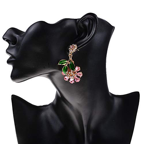 Yellow Chimes Gold Plated Flower Design Crystal Drop Earrings for Women and Girls