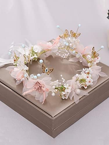 Kairangi Tiara for Women and Girls Floral Hair Vine for Women White Bridal Hair Vine Tiara Headband for Girls and Women Bridal Hair Accessories for Wedding.