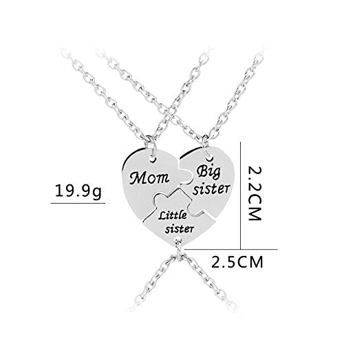 Yellow Chimes Mother Daughters Special Relation Broken Heart Pieces Combo of 3 Necklace Chain Pendant for Women and Girls- Mother and 2 Daughters