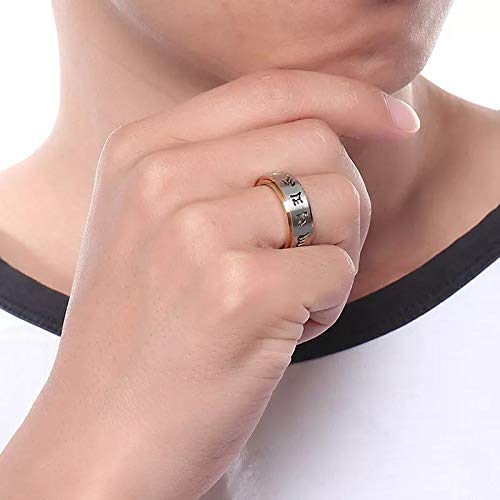 Yellow Chimes Religious Lucky Transfer Rotatable six Words Mantra Stainless Steel Spinner Pattern Rings for Men and Boy's