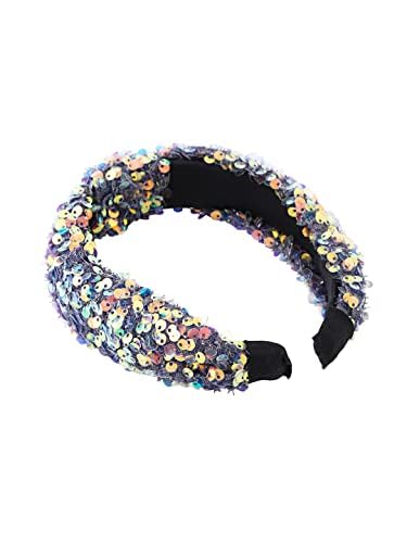 Kairangi Hair Band for Women Girls Glitter Sparkly Headband for Women Knot Fabric Hair Band for Girls Multicolor Turban Headband Cross Knot Hair Bands Elastic