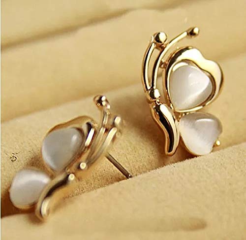 Yellow Chimes Exquisite Opal Mesmerizing Butterfly Design Gold Plated Stud Earrings For Women and Girl's