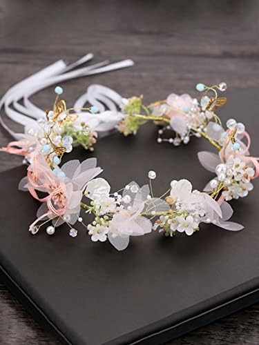 Kairangi Tiara for Women and Girls Floral Hair Vine for Women White Bridal Hair Vine Tiara Headband for Girls and Women Bridal Hair Accessories for Wedding.