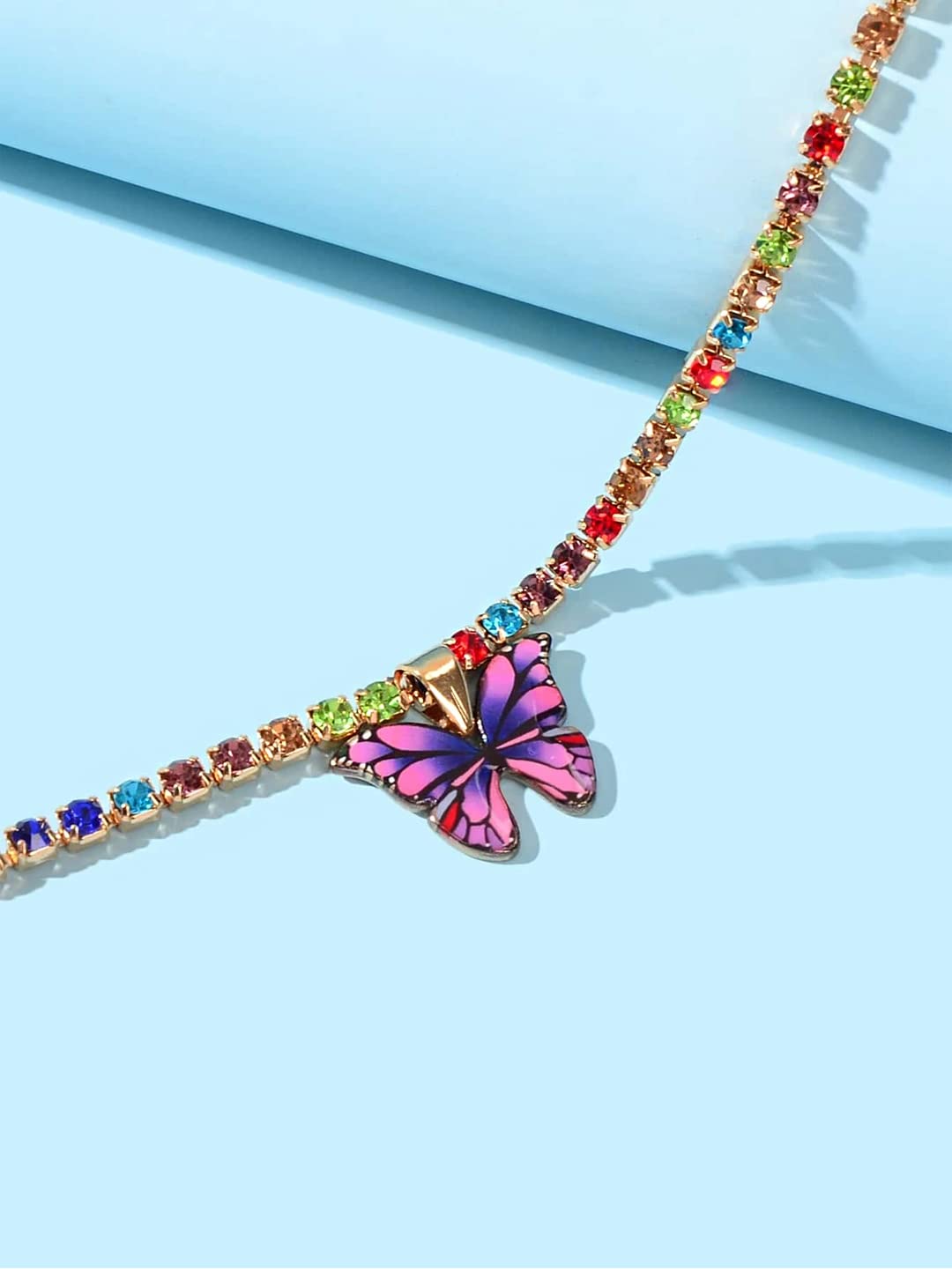 Yellow Chimes Anklets For Women Multicolor Crystal Butterfly Designed Charm Anklet For Women and Girls