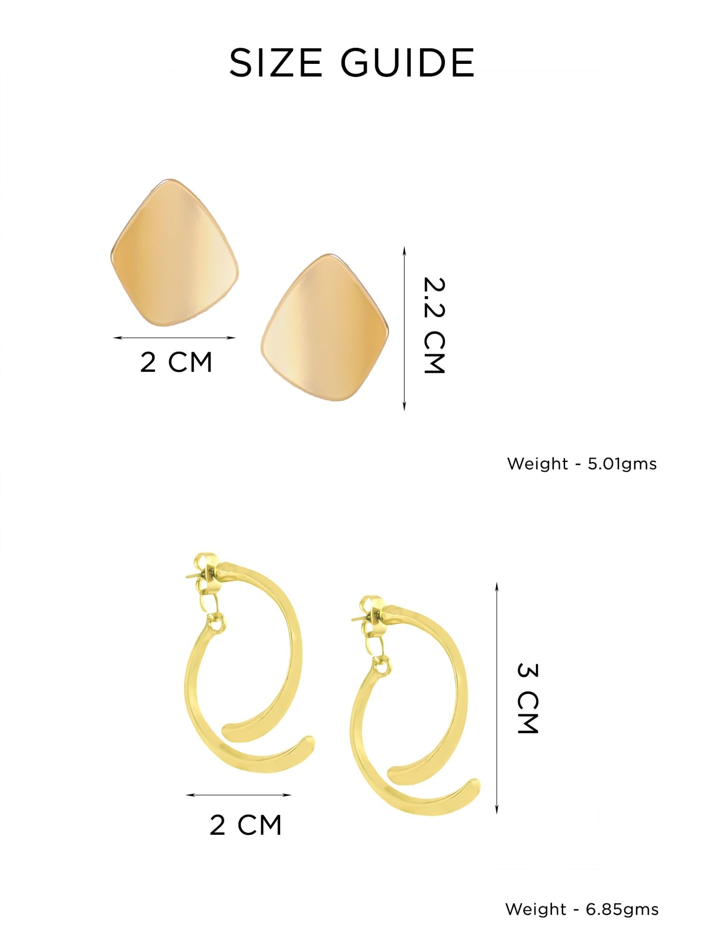 Yellow Chimes Stud Earrings for Women | Fashion Golden Studs Drop Earrings for Girls | Combo of 2 Pairs Earrings Set | Birthday Anniversary Gift for Girls Wife