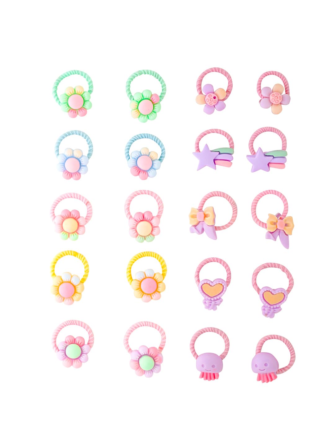 Melbees by Yellow Chimes Rubber Bands for Girls Kids Hair Accessories for Girls Hair Tie 20 Pcs Cute Characters Rubberbands for Kids Ponytail Holder For Baby Girls Toddlers