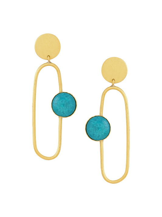 Yellow Chimes Dangler Earrings For Women | Fashion Golden Women Earrings | Blue Stone Gold Plated Long Dangler Earrings For Girls | Birthday Gift for Girls Anniversary Gift for Women