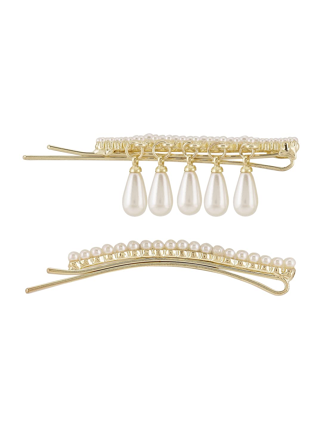 Yellow Chimes 3 pcs Fine Quality Stylish Bow Tie Design Pearl Hair Pin Bobby Pin Hair Clips Fashion Hair Accessories for Women Girls,