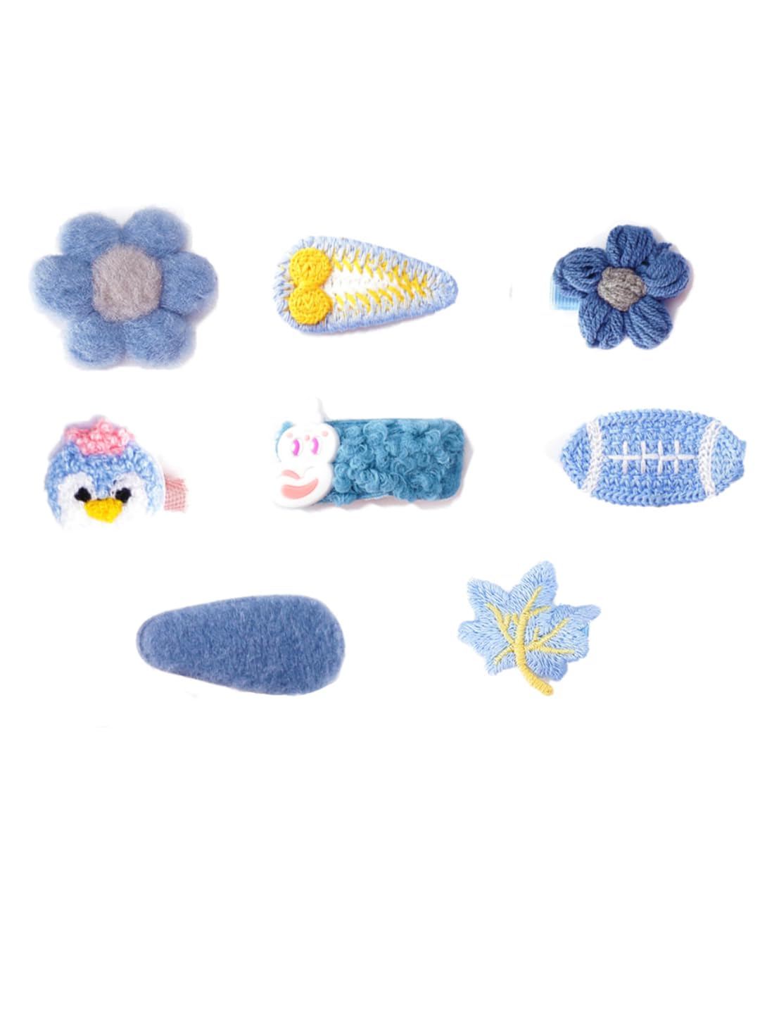 Melbees by Yellow Chimes Hair Clips for Girls Kids Hair Clip Hair Accessories For Girls Cute Characters Pretty Snap Hair Clips for Baby Girls 8 Pcs Blue Alligator Clips for Hair Baby Kids Toddlers