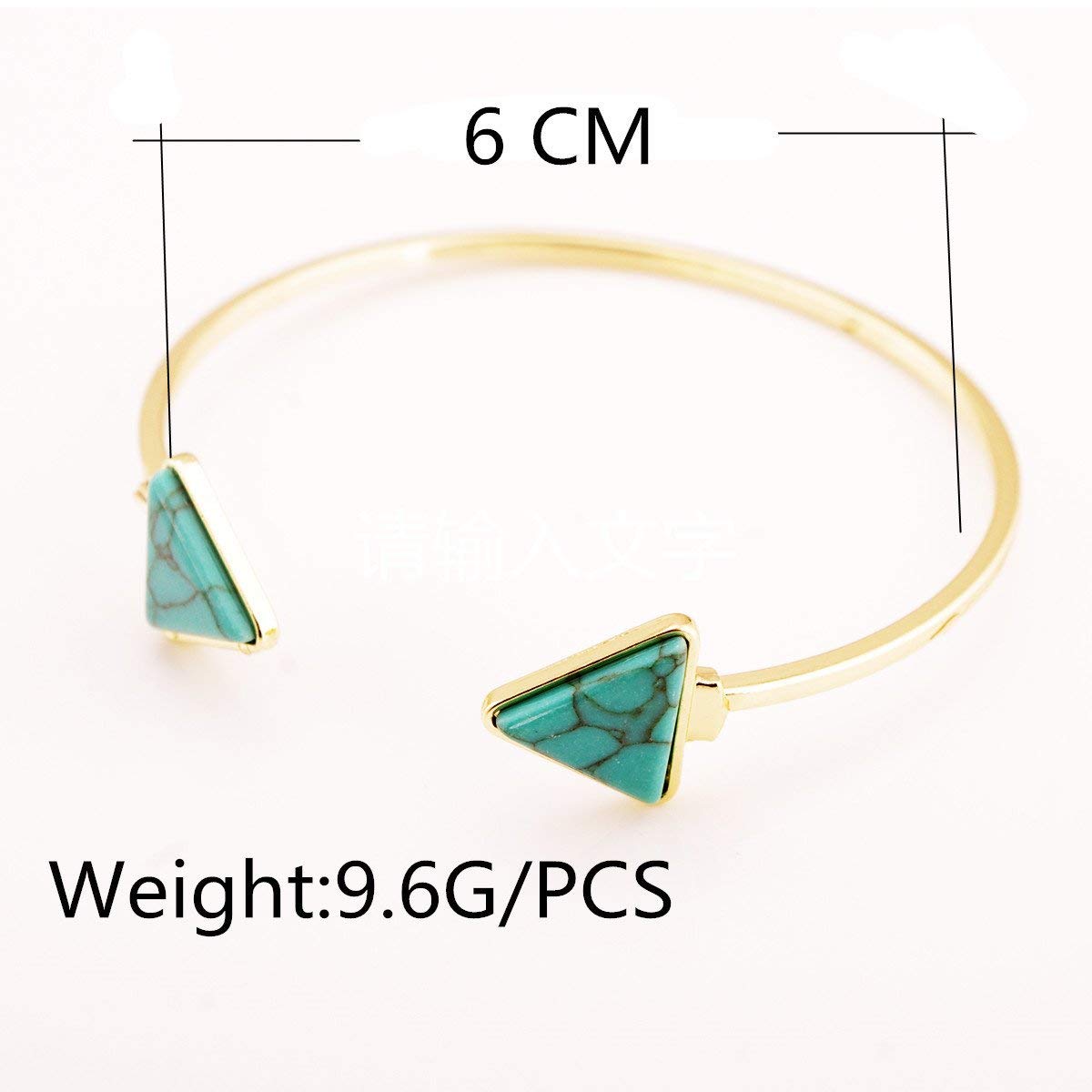 Yellow Chimes Retro Vintage Open Bangle Triangle Blue Turquoise Stone Cuff Bracelet For Women and Girl's