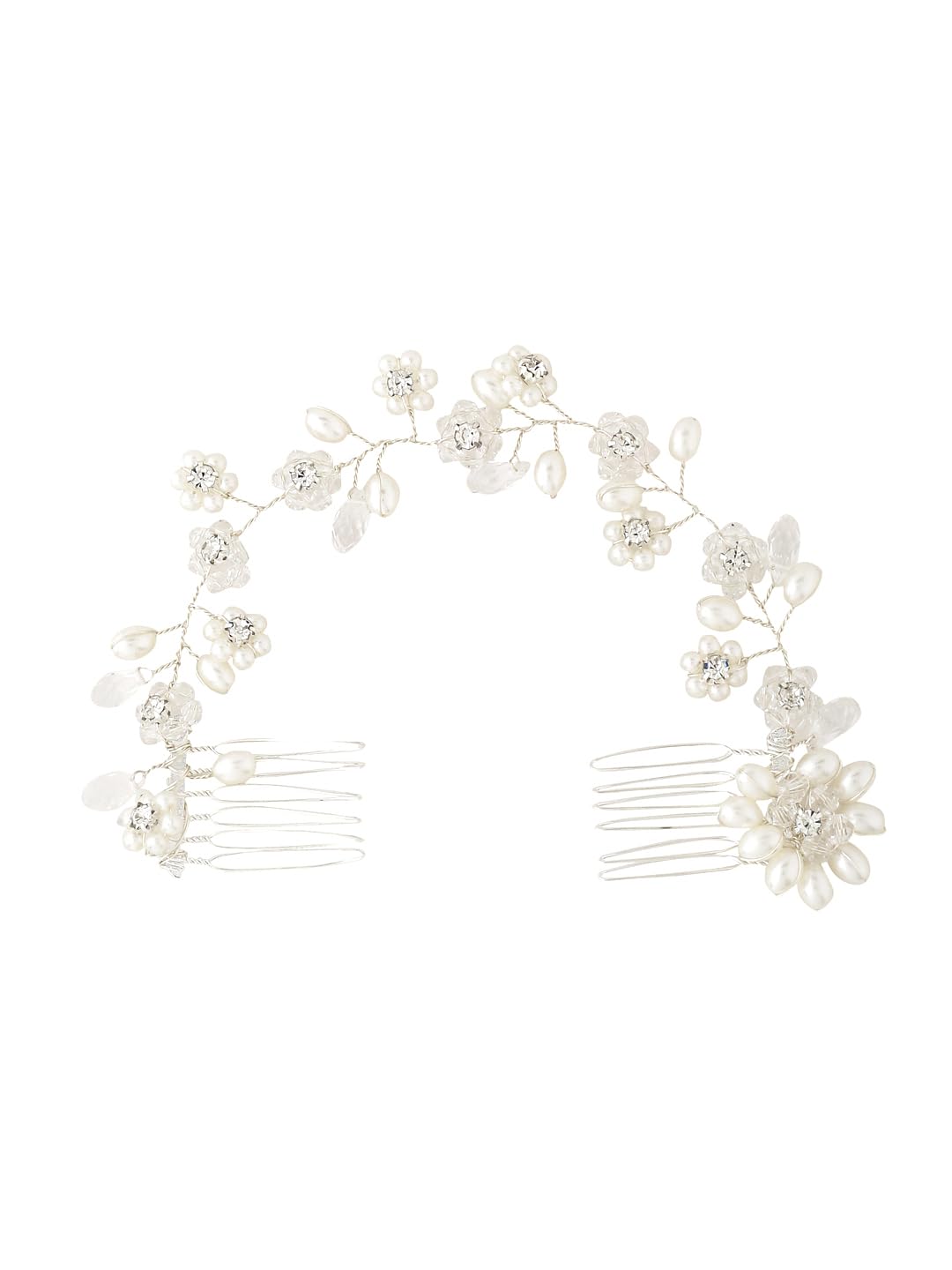 Yellow Chimes Bridal Hair Vine for Women and Girls Bridal Hair Accessories for Wedding Comb Pin for Women Headband Hair Accessories Wedding Jewellery for Women Head band for Girls (Design 2)