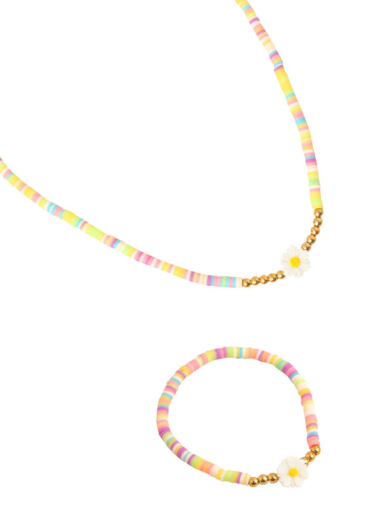 Melbees by Yellow Chimes Jewellery Sets for Girls Kids | Multicolor Necklace With Bracelet for Girls | Floral Jewelry Set for Kids | Birthday Gift for Girls Kids