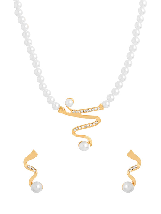 Yellow Chimes Jewellery Set for Women | White Pearl Necklace Set for Women | Gold Plated Fashion Jewellery Set for Girls | Birthday Gift for Girls & Women Anniversary Gift for Wife