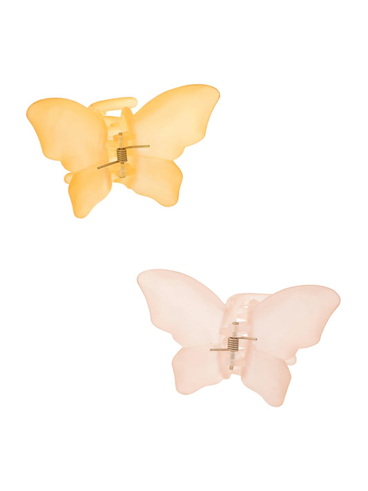 Yellow Chimes Claw Clips for Women Hair Clutches for Women Hair Accessories For Women Set of 2 Pcs Claw Clip Peach Yellow Butterfly Clips Big Clutchers for Hair Clutcher for women and Girls Gifts