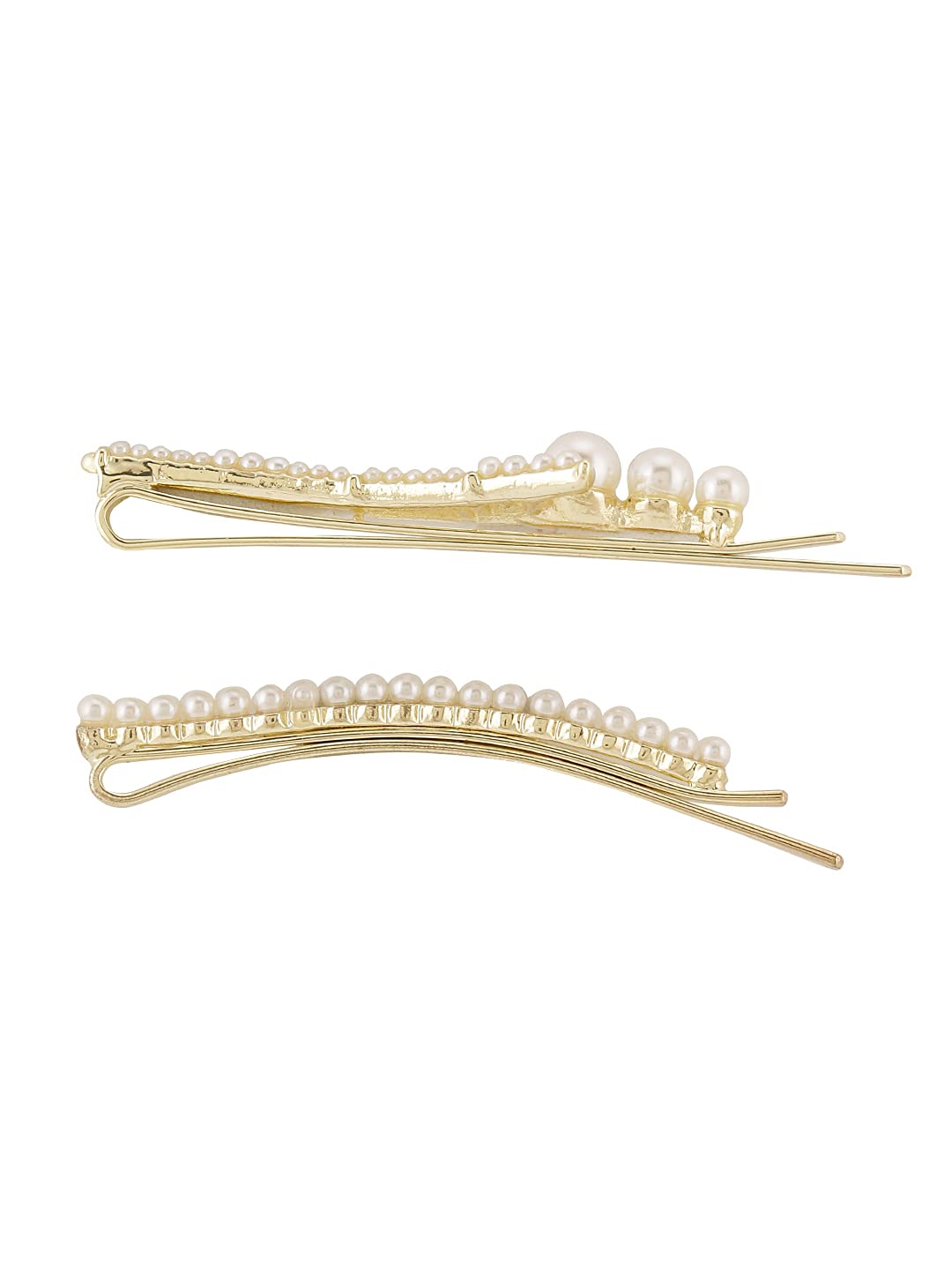 Yellow Chimes 3 pcs Iffil Tower Design Pearl Metal Hair Clip Allegator Pin Hair Accessories Boddy Pin Accessories for Women Girls