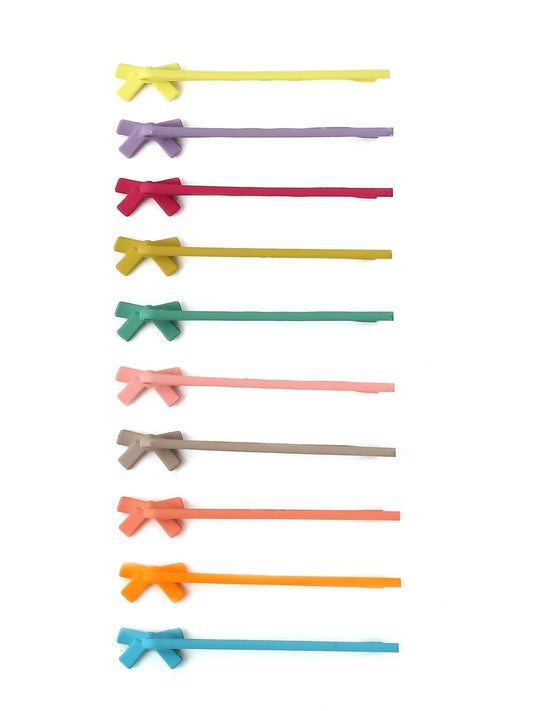 Melbees by Yellow Chimes Hair Pins for Girls Kids Hair Accessories for Girls Hair Pin 10 Pcs Bow Bobby Pins for Hair Multicolor Charm Hairpin Bobby Hair Pins for Girls Kids Teens Toddlers