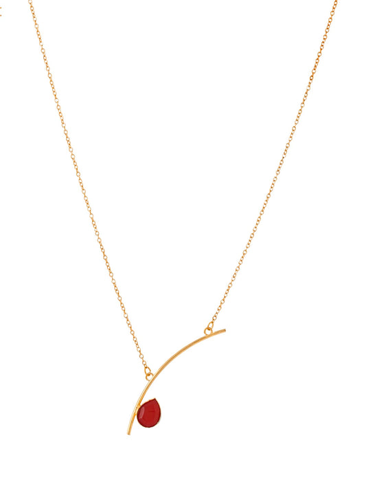 Yellow Chimes Pendant Necklace For Women | Fashion Golden Charm Pendant | Gold Plated Chain Necklace For Girls | Studded Red Stone Necklace | Birthday Gift for Girls Anniversary Gift for Wife