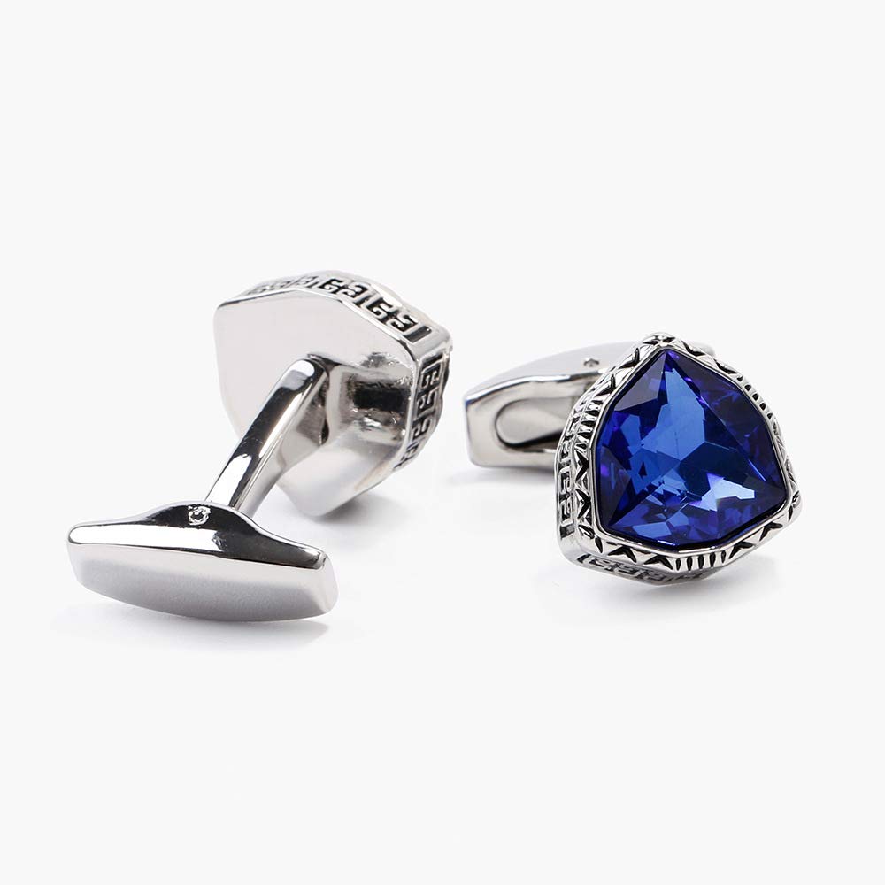 Yellow Chimes Exclusive Collection Blue Crystal Stainless Steel Cuff Links for Men (Blue)