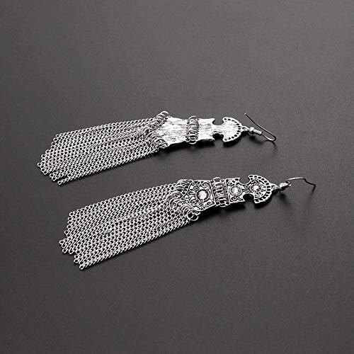 Yellow Chimes Oxidized Silver Stylish Fancy Traditional Tassels Danglers Earrings For Women & Girls