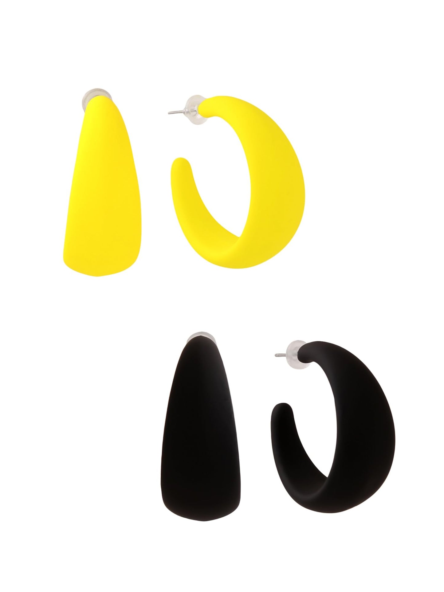 Yellow Chimes Hoop Earrings for Women | Fashion Black Earrings for Girls Combo of 2 Pairs Hoops Earrings Set | Big Hoop Women Earrings | Birthday Gift For Girls Anniversary Gift for Wife