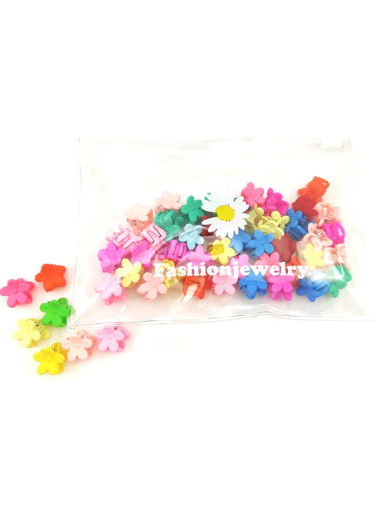 Melbees by Yellow Chimes Hair Clips for Girls Kids Hair Accessories for Girls Hair Claw Clips for Girls Kids Multicolor Floral Small Claw Clip 50 Pcs Mini Hair Claw Clips for Girls Baby's Clutchers