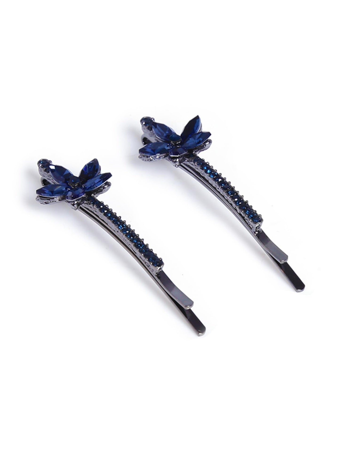 Yellow Chimes Hair Pins for Women Girls Hair Accessories for Women Hair Pin 2 Pcs Crystal Blue Cute Floral Bobby Pins for Hair Pins for Girls Bobby Pins fro women Gift for Women and Girls