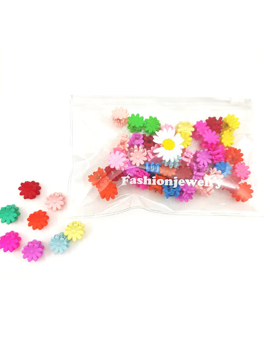 Melbees by Yellow Chimes Hair Clips for Girls Kids Hair Accessories for Girls Hair Claw Clips for Girls Kids Multicolor Floral Small Claw Clip 50 Pcs Mini Hair Claw Clips for Girls Baby's Clutchers