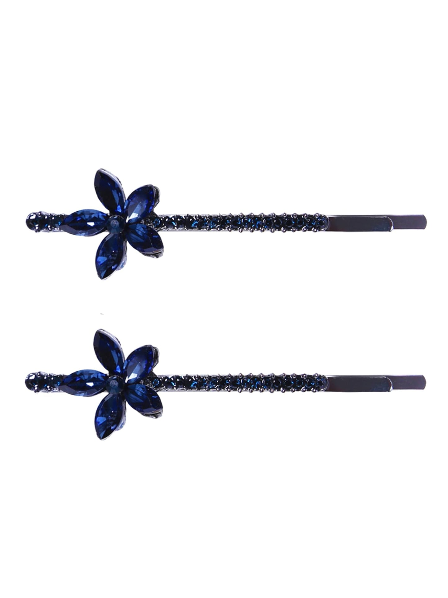 Yellow Chimes Hair Pins for Women Girls Hair Accessories for Women Hair Pin 2 Pcs Crystal Blue Cute Floral Bobby Pins for Hair Pins for Girls Bobby Pins fro women Gift for Women and Girls