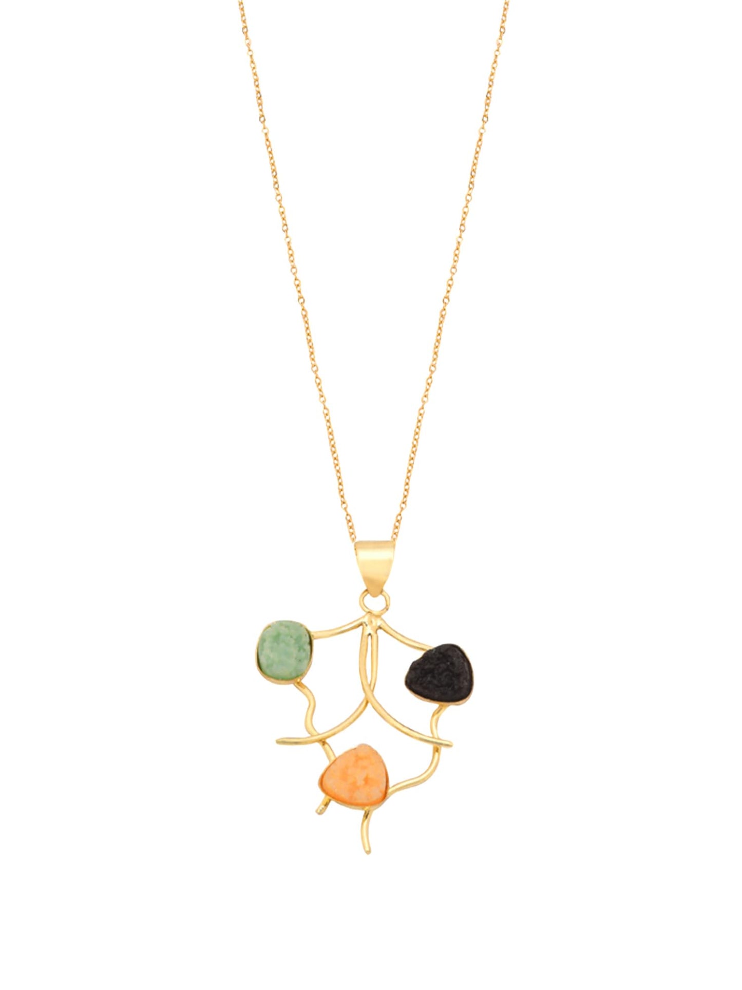 Yellow Chimes Pendant Necklace For Women | Fashion Golden Charm Pendant | Gold Plated Long Chain Necklace For Girls | Studded Multicolor Stone Necklace | Birthday Anniversary Gift for Women Wife