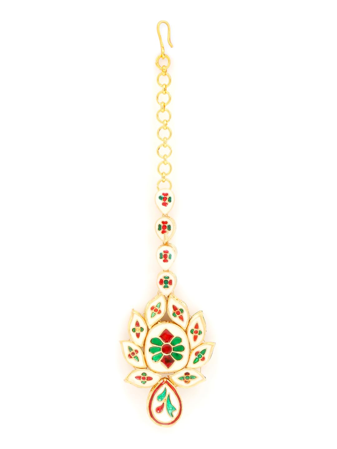 Yellow Chimes Traditional Gold Plated Kundan Studded Designer Ethnic Maang Tikka for Women and Girls