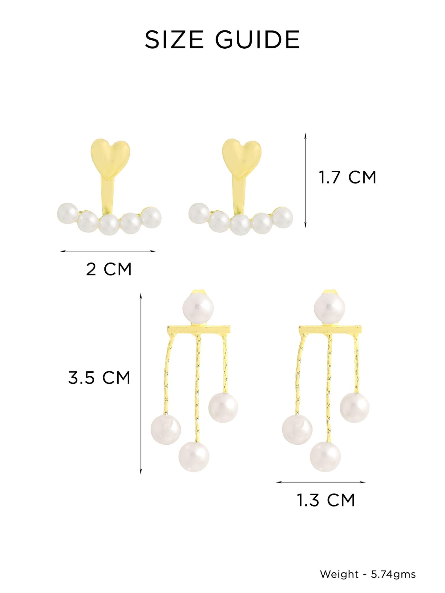 Yellow Chimes Pearl Drop Earrings for Women | Fashion Women Combo Earrings Set | 2 Pairs Korean Style White Pearls Earrings for Girls Ear Cuffs | Birthday Gift for Girls Anniversary Gift for Women