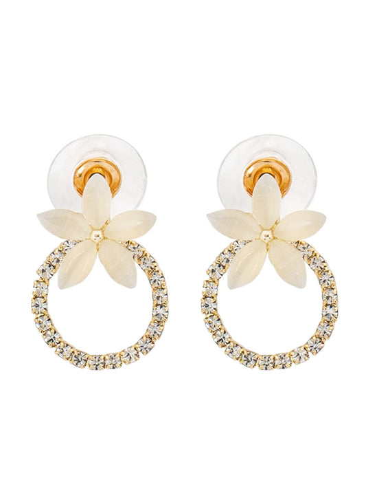 Yellow Chimes Earrings for Women and Girls Studs for Girls | Gold Toned Floral Designed Crystal Studded Stud Earrings | Birthday Gift for girls and women Anniversary Gift for Wife