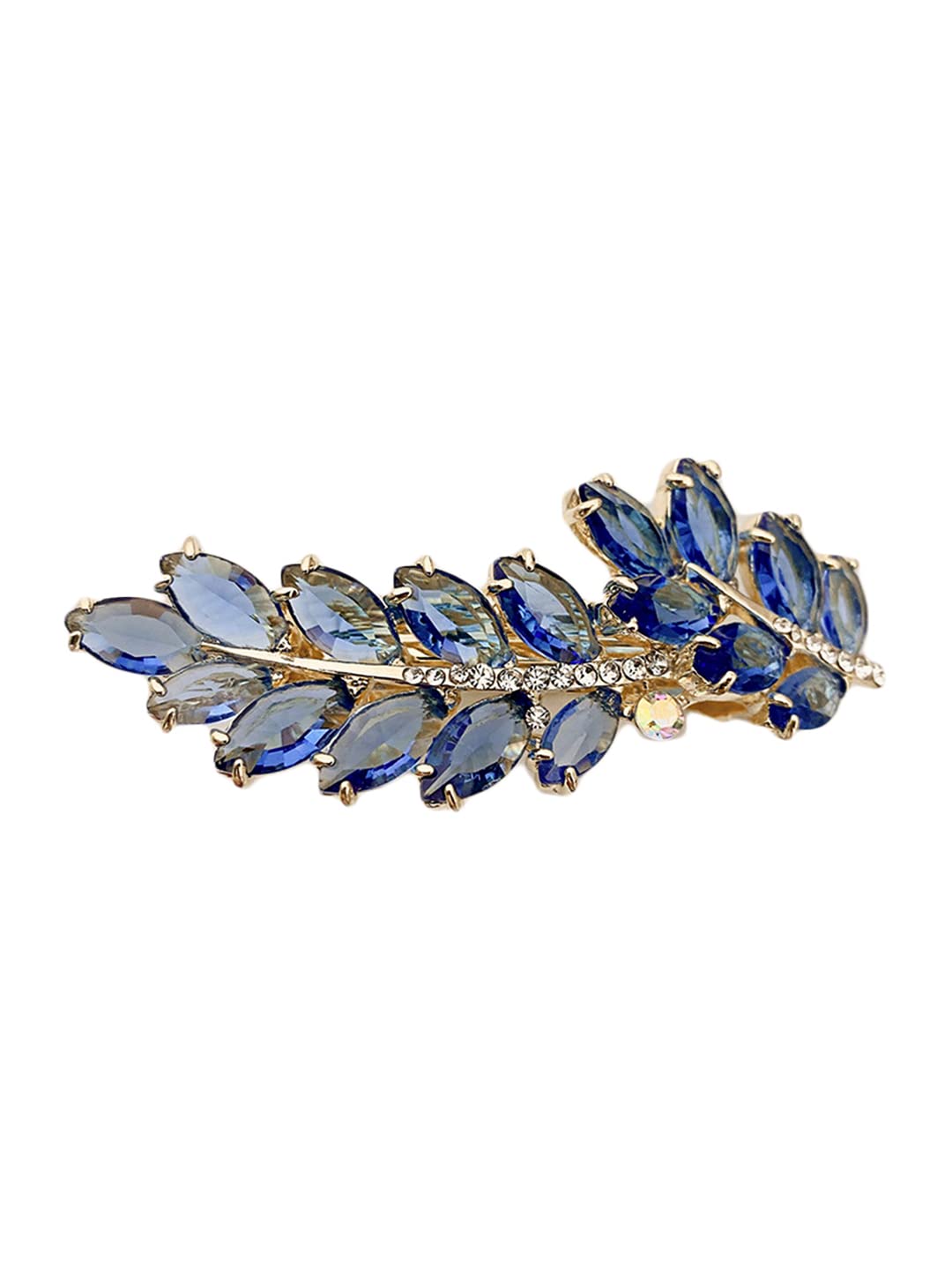 Yellow Chimes Hair Clips for Women Girls Barrette Hair Clips for Women Hair Accessories for Women Leafy Shaped Clips for Women Blue Crystal French Barrette Hair Clips for Women and Girls Gifts