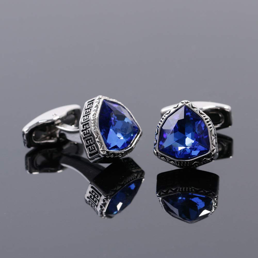 Yellow Chimes Exclusive Collection Blue Crystal Stainless Steel Cuff Links for Men (Blue)