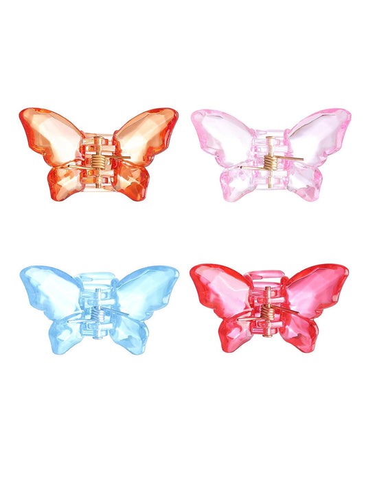 Yellow Chimes Claw Clips for Women Hair Clutches for Women Hair Accessories For Women Set of 4 Pcs Claw Clip Multicolor Butterfly Clips Big Clutchers for Hair Clear Crystal Effects Hair Decoratives