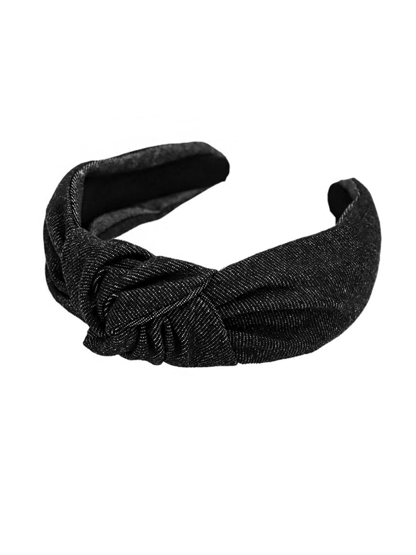 Yellow Chimes Hair Band for Women Girls Hair Accessories for Women Solid Denim Headband for Women Knot Fabric Hair Band for Girls Black Headband Cross Knot Hair Bands Hair Accessories Gift for Women