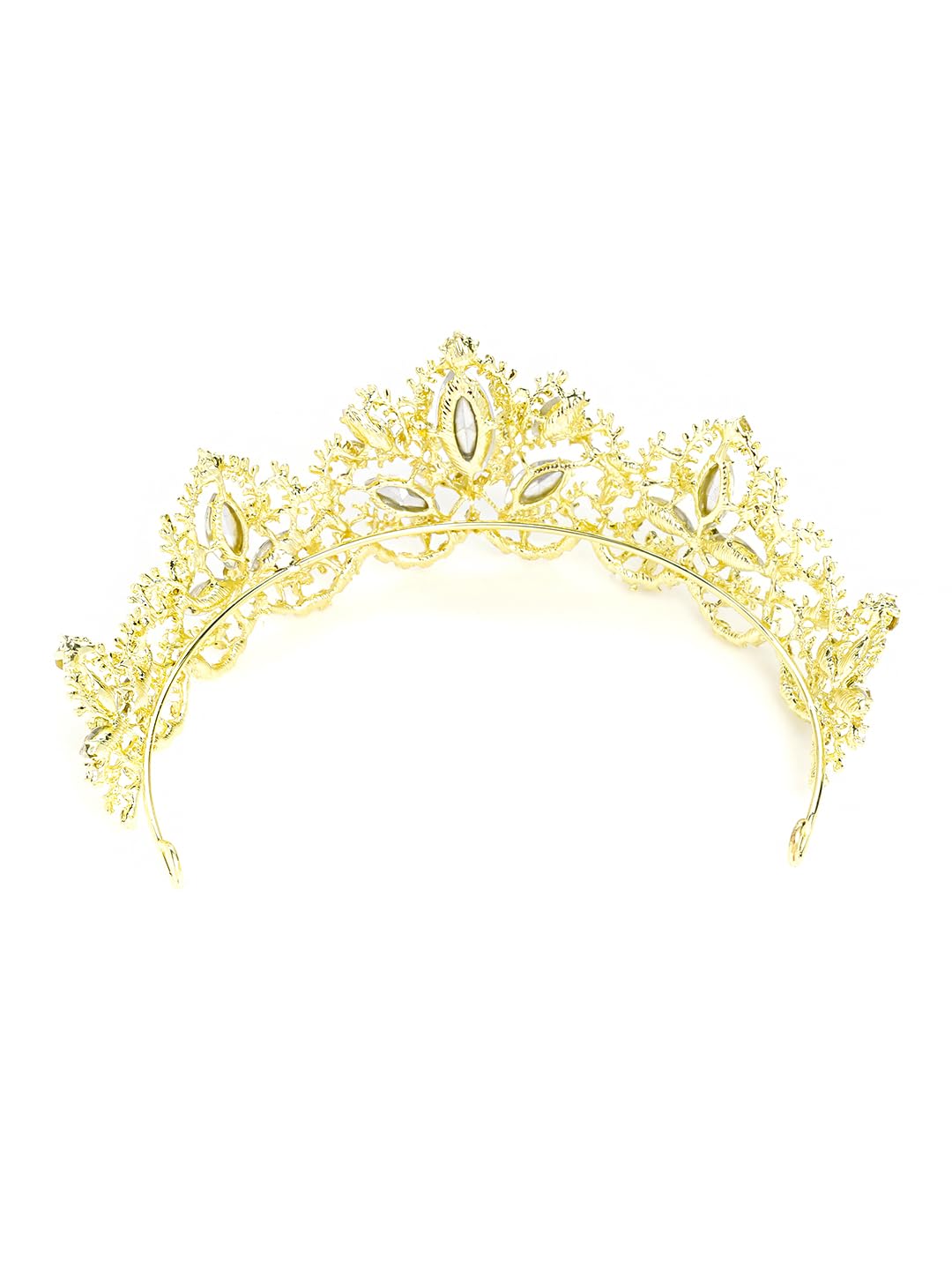 Yellow Chimes Tiara for Women and Girls Gold Plated Crown for Women White Crystal Studded Bridal Wedding Crown Tiaras for Women and Girls Gift For Women & Girls