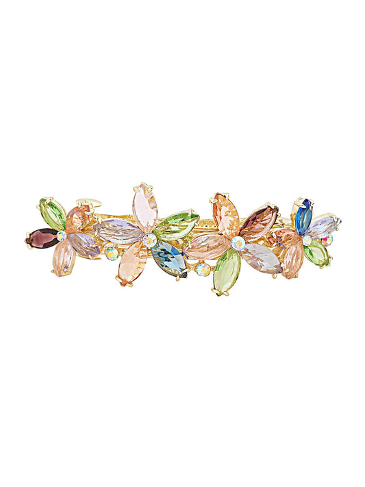 Yellow Chimes Hair Clips for Women Girls Barrette Hair Clips for Women Hair Accessories for Women Floral Hair Clips for Women Multicolor Crystal French Barrette Hair Clips for Women and Girls Gifts