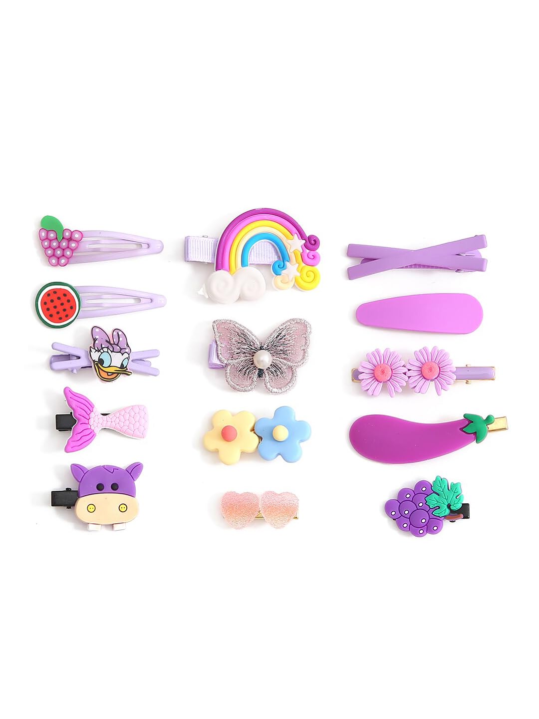 Melbees by Yellow Chimes Hair Clips for Girls Kids Hair Clip Hair Accessories For Girls Cute Characters Pretty Tiny Hair Clips for Baby Girls 14 Pcs Purple Alligator Clips for Kids