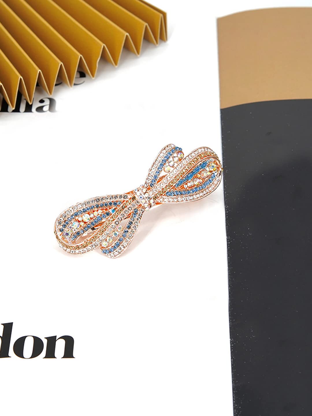 Yellow Chimes Hair Clips for Women Girls Barrette Hair Clips for Women Hair Accessories for Women Bow Clips for Women Blue Crystal French Barrette Hair Clips for Women and Girls Gift For Women