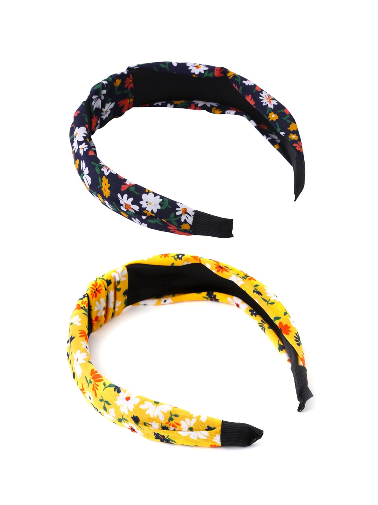 Yellow Chimes Hair Band for Women Girls Hair Accessories for Women 2 Pcs Headband for Women Knot Fabric Hair Band for Girls Twist Turban Headband Cross Knot Hair Bands Elastic Hair Accessories