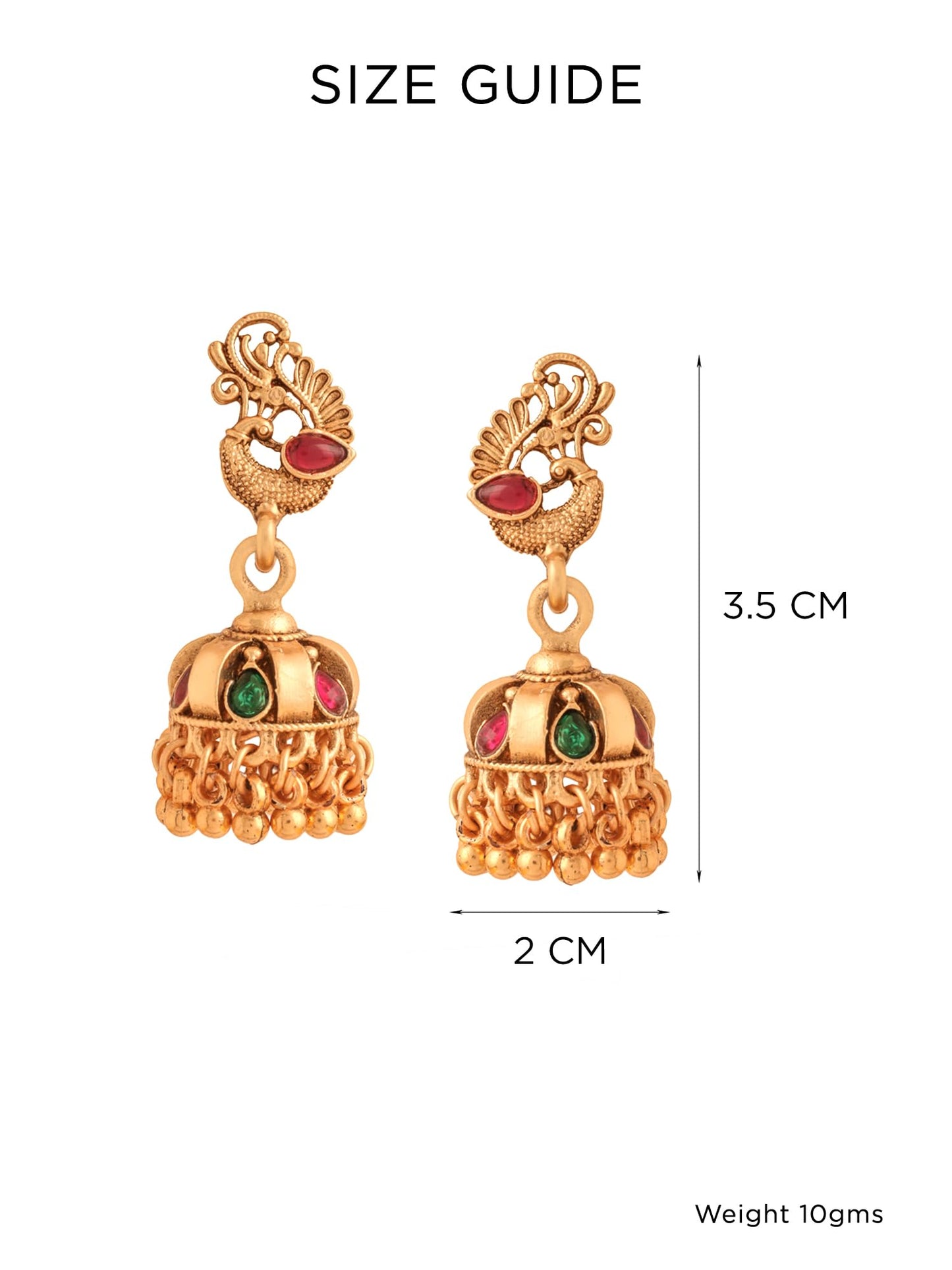 Yellow Chimes Jhumka Earrings for Women | Traditional Gold Plated Small Jhumki Earrings for Girls | Golden Peacock Shaped Jhumkas Earrings | Ethnic Accessories for Women | Birthday Anniversary Gift