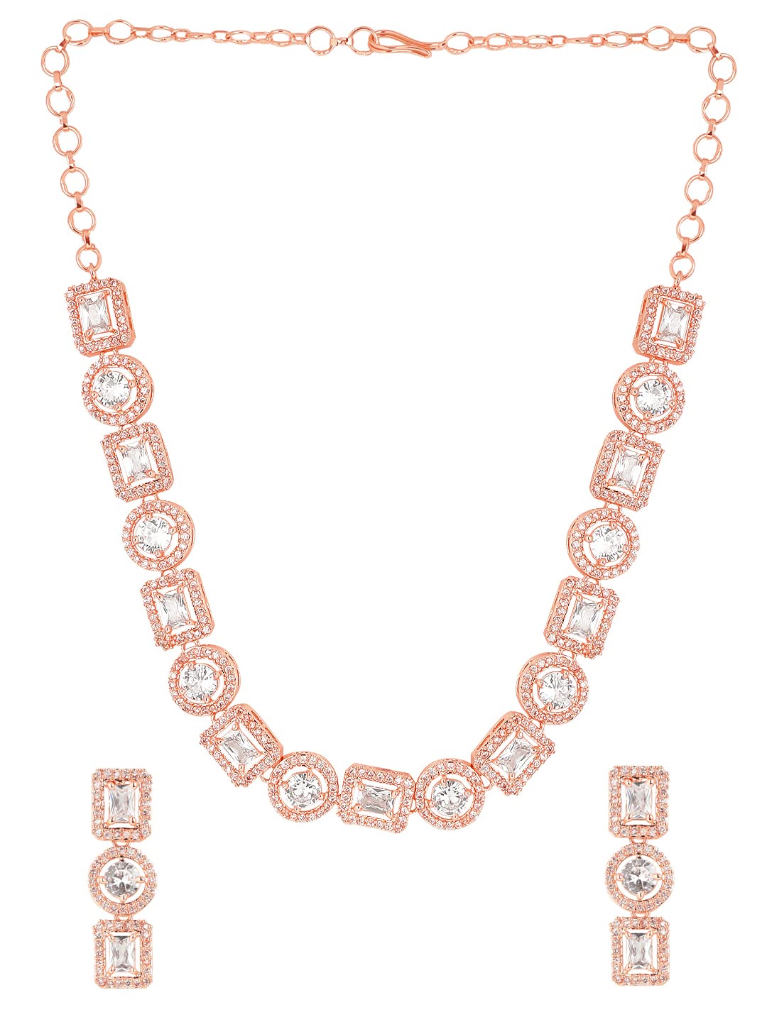 Yellow Chimes Classic AD/American Diamond Studded Rose Gold Plated