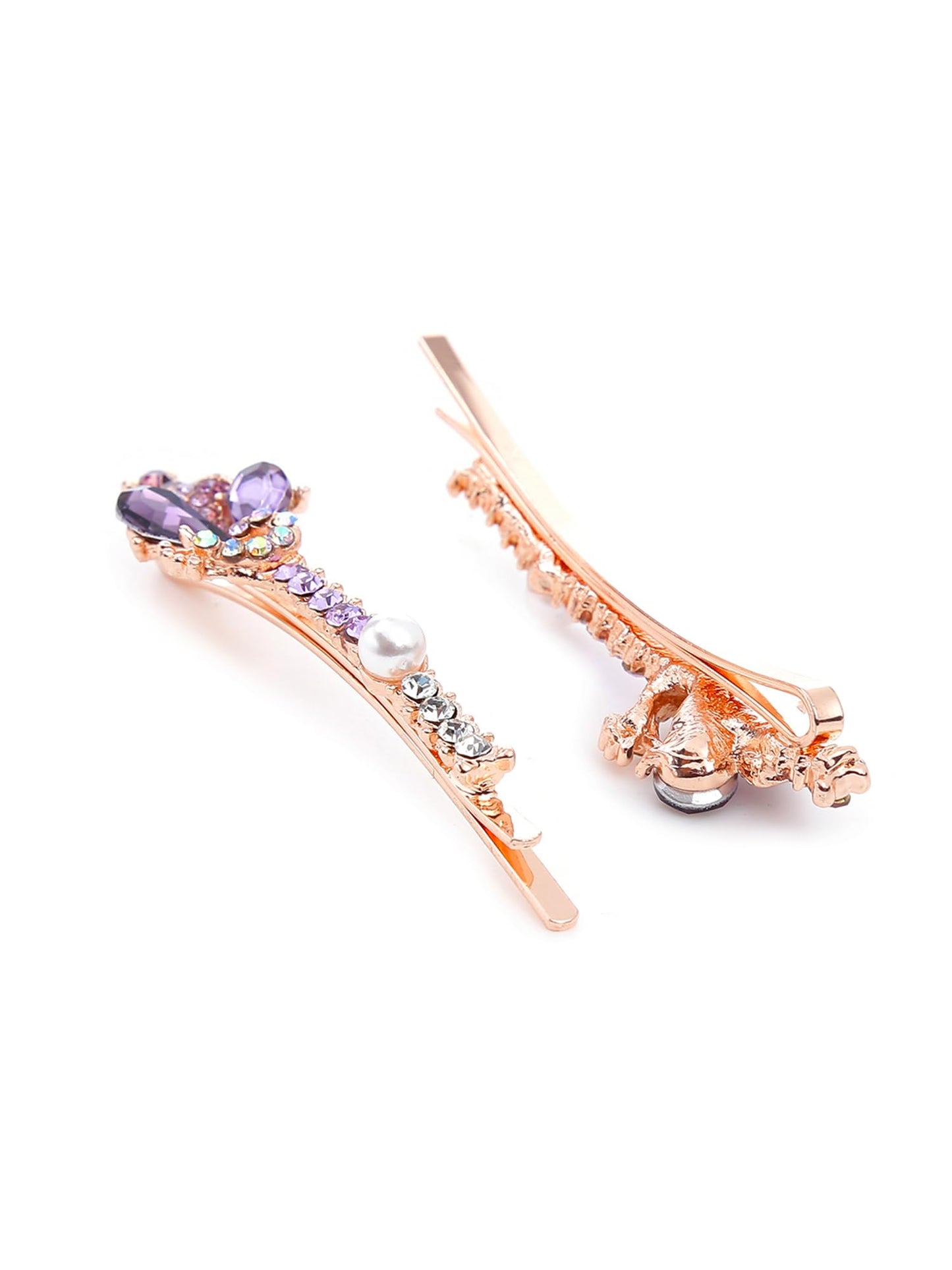 Yellow Chimes Hair Pins for Women Girls Hair Accessories for Women Hair Pin 2 Pcs Crystal Purple Peacock Shaped Cute Bobby Pins for Hair Pins for Girls Bobby Pins fro women Gift for Women and Girls