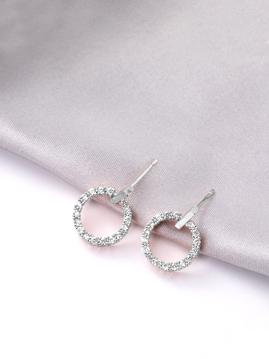 Yellow Chimes Earrings for Women and Girls Silver Crystal Stud Earrings for Women | Silver Toned Pearl Leafy Shaped Studs Earrings | Birthday Gift for girls and women Anniversary Gift for Wife