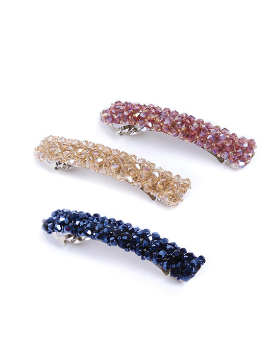 Yellow Chimes Hair Clips for Women Girls Barrette Hair Clips for Women Hair Accessories for Women Multicolor Hair Clips for Women 3 Pcs Crystal French Barrette Hair Clips for Women and Girls Gift