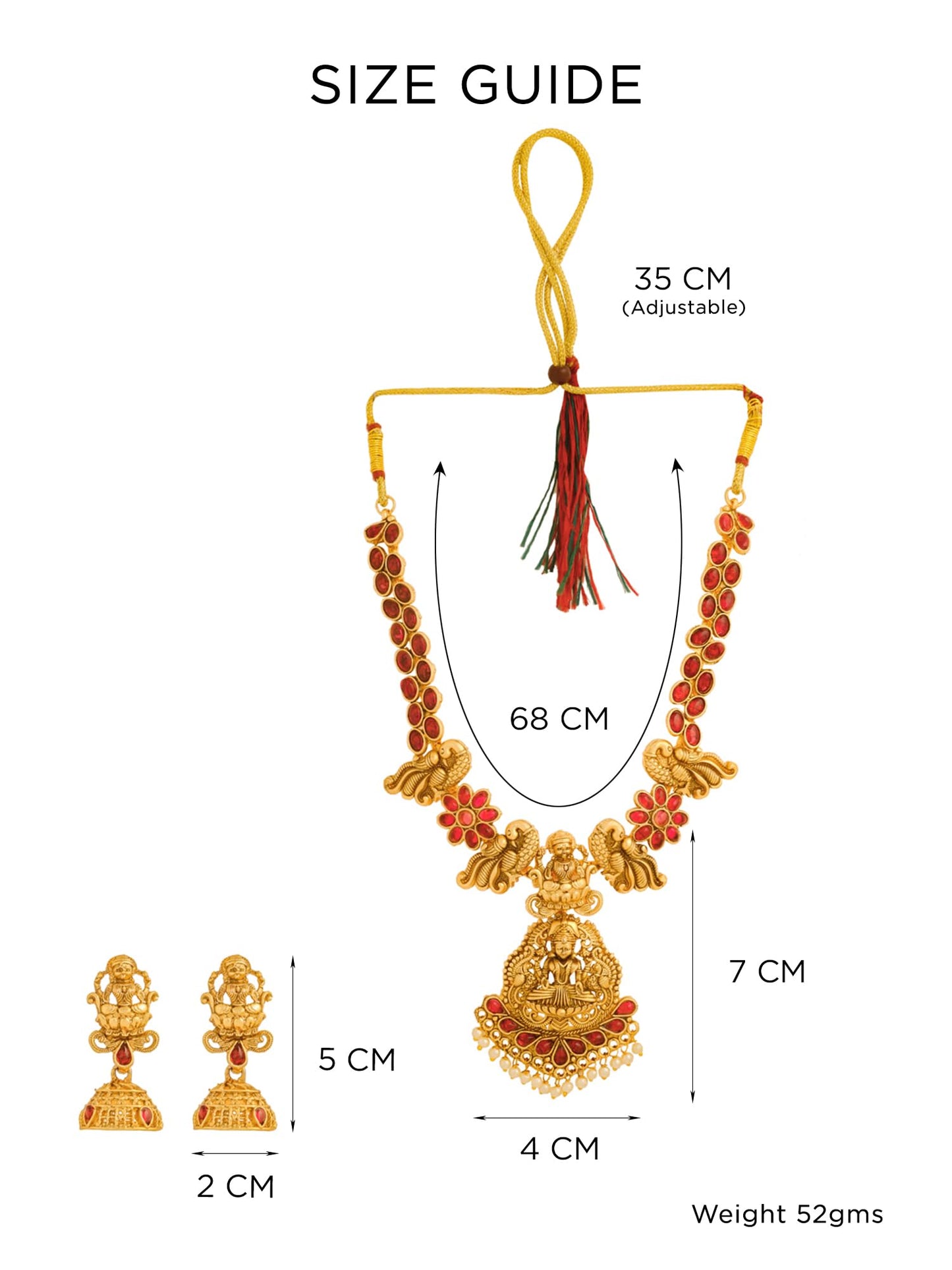 Yellow Chimes Jewellery Set For Women | Ethnic Gold Plated Red Stone Necklace Set for Women | Traditional Temple Jewellery Sets For Girls | Birthday Gift for Girls & Women Anniversary Gift for Wife